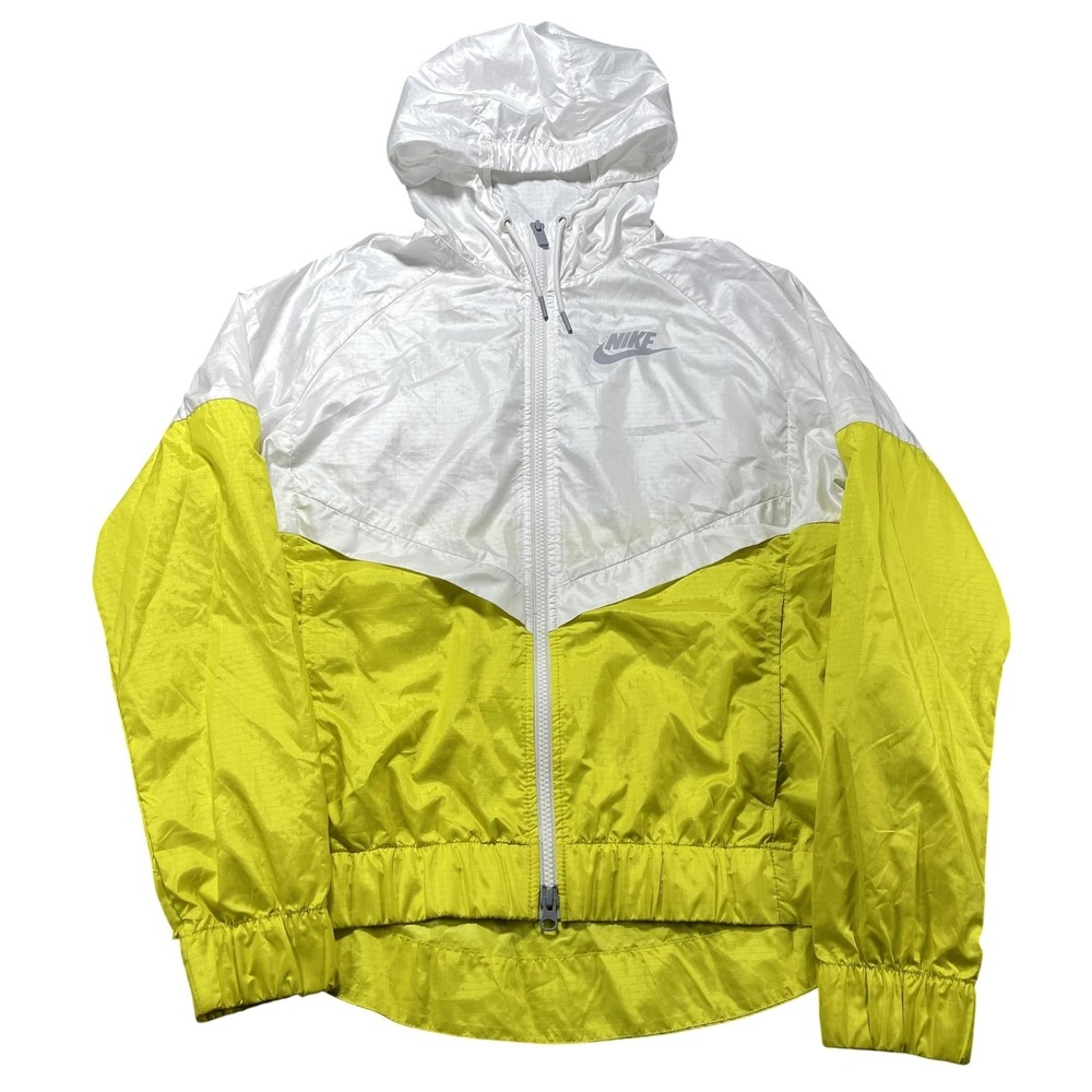 Nike Jacket Womens M Yellow Colorblock Hooded Full Zip Windbreaker Windrunner